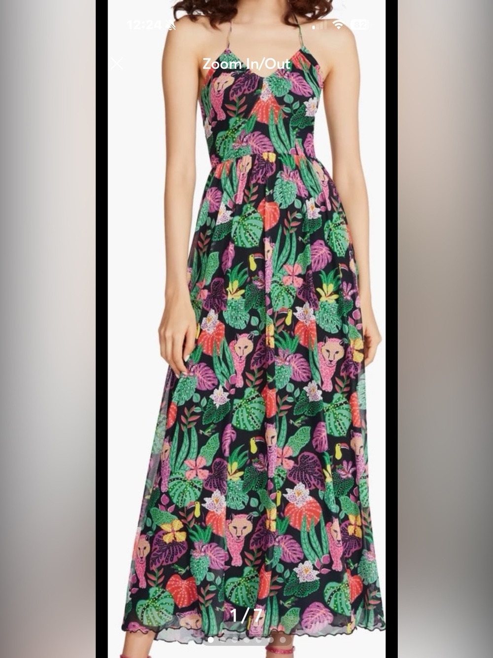 Betsey Johnson Paulina Tropical Print Halter Maxi. Size Medium